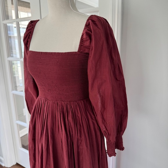 Free‎ People Empress Rock Midi Dress Cottagecore Square Neck Puff Sleeve XS - Picture 2 of 12